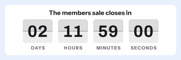 Members sale: The members sale closes in, with its countdown